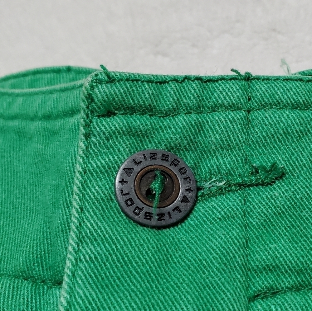 VINTAGE LizSport Green Extra High Rise Pleated Waist Wide Leg Loose Fit Shorts - Picture 11 of 14